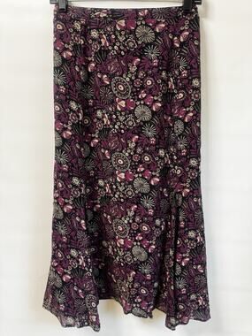 JM Collection Women’s Floral Midi Mermaid Skirt Size 14 Purple Black